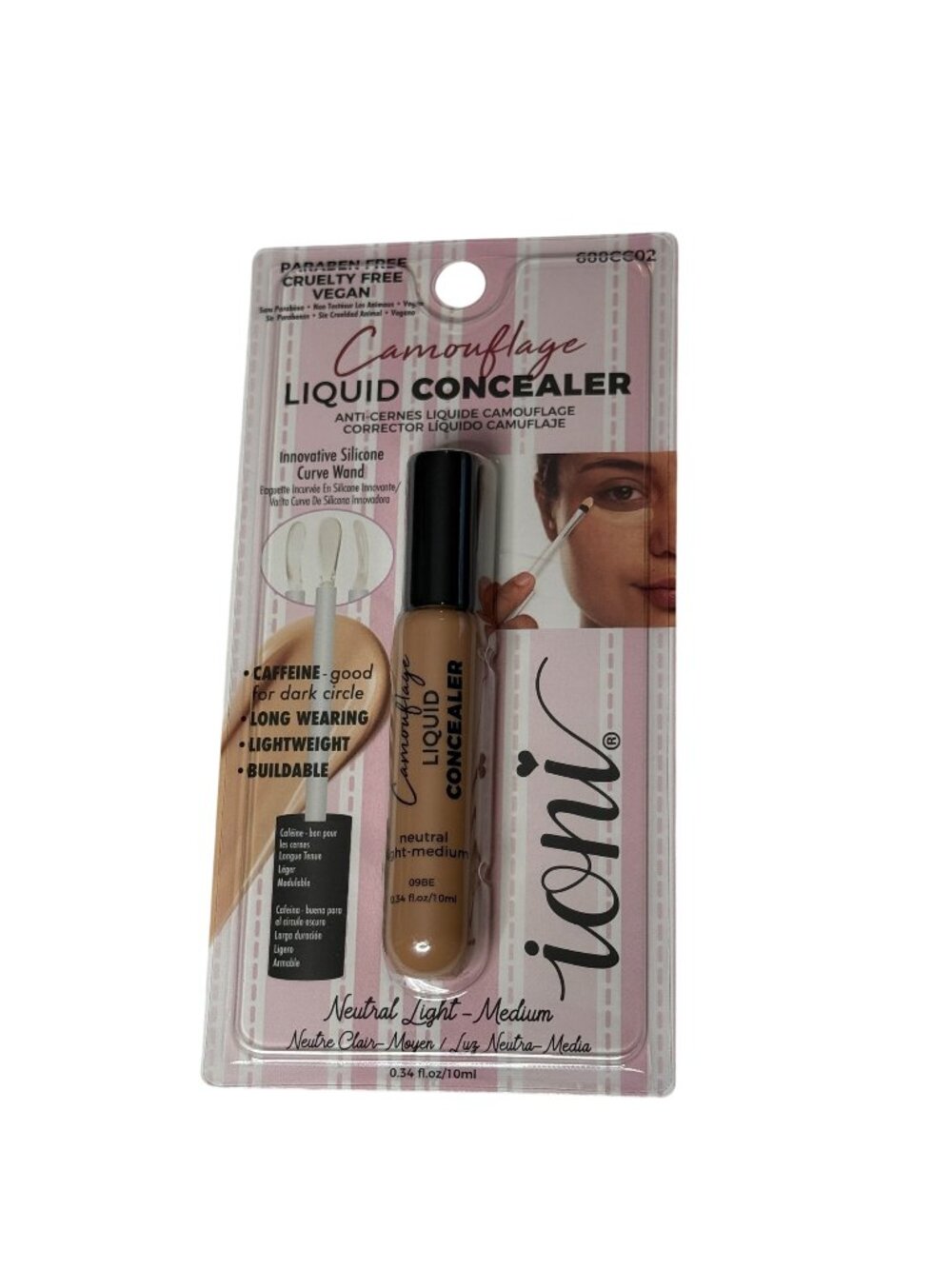 Ioni Liquid Concealer Neutral Light Medium Vegan Caffeine 0.34oz New